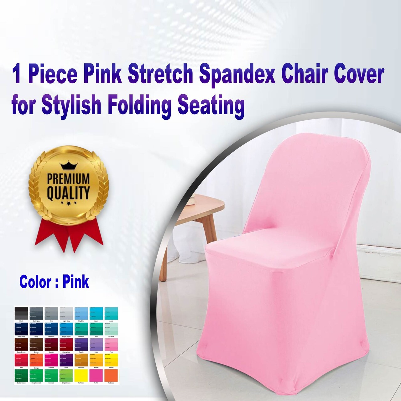 1 Piece Pink Stretch Spandex Chair Cover for Stylish Folding Seating